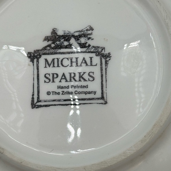 Michal Sparks China Chips & Dip Serving Tray Estate of Mind Design Round - Picture 9 of 16
